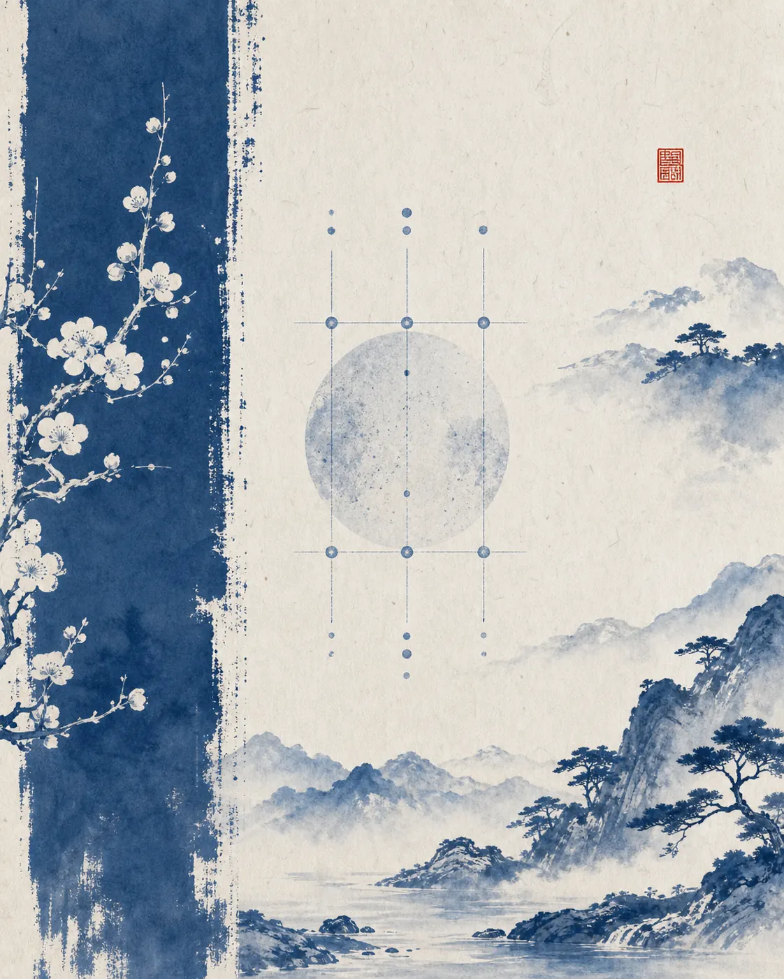 Blue ink artwork for the Tengyunzi BaZi foundations guide